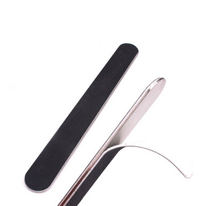 Custom Printed Metal Half Moon Nail File Double Side Replaceable Sandpaper Stainless Steel Nail File