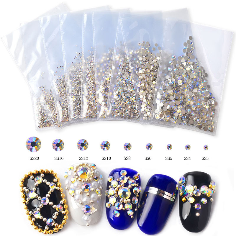 Wholesale New Color Dream Starry AB  Non Hotfix Rhinestone Silver Foiling Glass Flatback Strass Nail Stone in Bulk