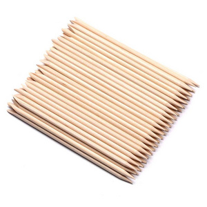 100pcs 4.5 inch Disposable Wooden Cuticle Pusher Remover Pedicure Tools Double Sided Orange Wood Stick for Nails