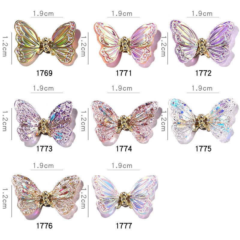 20PCS Jewelry Decorations Resin Butterfly Nail Decoration kit DIY Acrylic Nail Ornaments 3D Butterfly Nail Art Charms