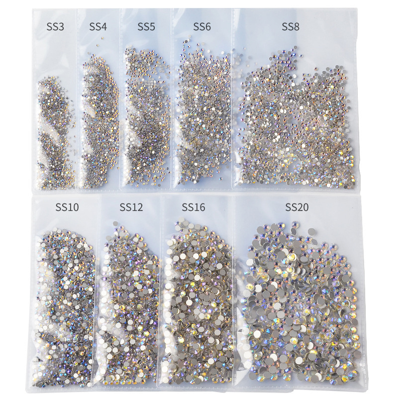 Wholesale New Color Dream Starry AB  Non Hotfix Rhinestone Silver Foiling Glass Flatback Strass Nail Stone in Bulk