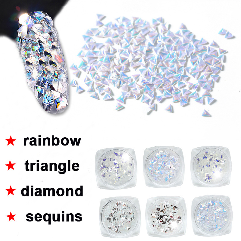 Ultra Thin Manicure Shiny Mixes Nail Charms Sequin 3D Laser Rainbow Diamond Glitter Nail Art