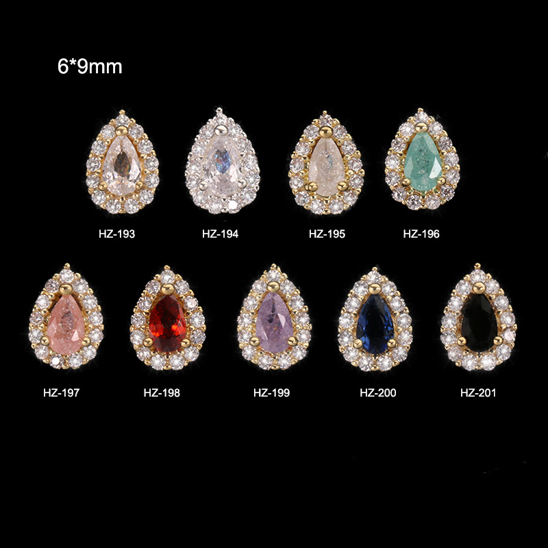 Free Shipping Latest Fashion Nail Art Alloy Zircon Golden Luxury Jewelry Nail Manicure Decoration Nail Supplies