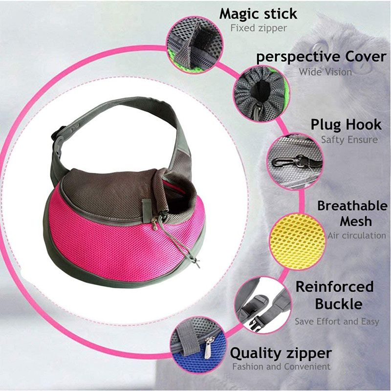 Adjustable Strap Phone Holder Cross Body Bag Pet Dog Sling Carrier Breathable Mesh Travel Safe Sling Bag Carrier for Dogs Cats