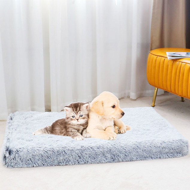 Square Fluffy Pet Bed Long Plush Cat Dog Mats Removable Cushion Washable Plush Pet Bed For Dogs And Cats