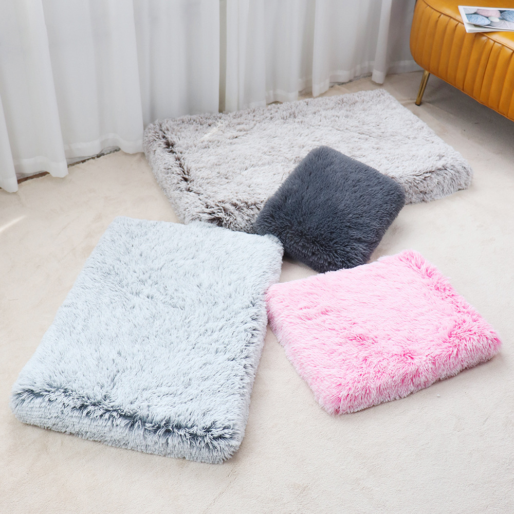 Square Fluffy Pet Bed Long Plush Cat Dog Mats Removable Cushion Washable Plush Pet Bed For Dogs And Cats