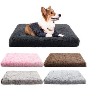 Square Fluffy Pet Bed Long Plush Cat Dog Mats Removable Cushion Washable Plush Pet Bed For Dogs And Cats