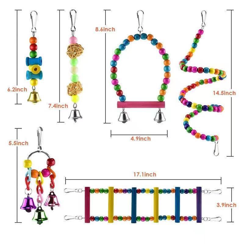 Hot Selling Parrot Toys 10-Piece Set Of Bird Cage Accessories Swing Ladder Rattan Ball String Bell String Pet Toys