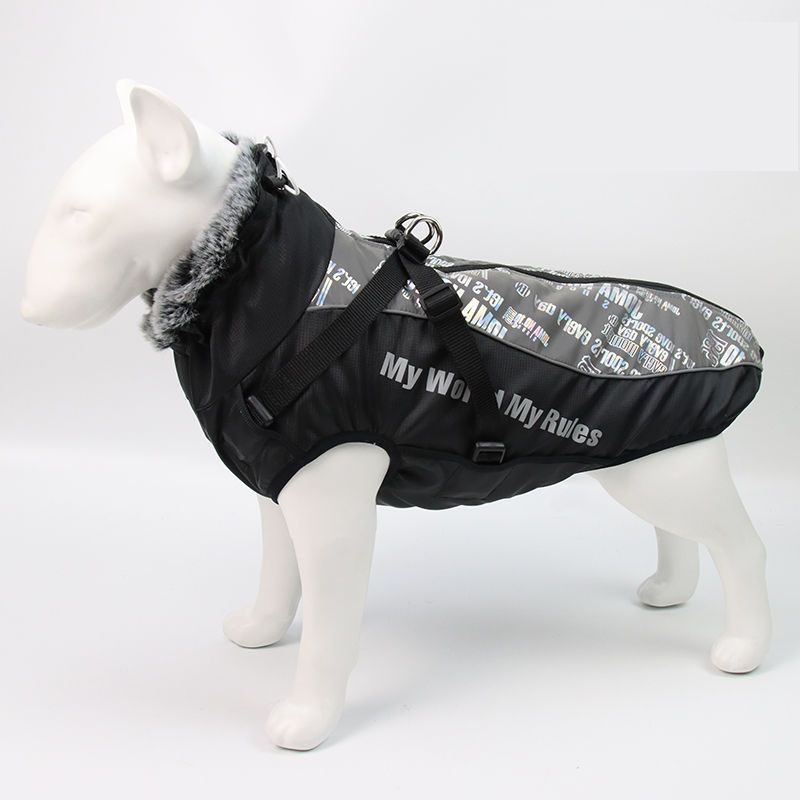 Reflective Waterproof Pet Clothing With Drawcord Buckle Winter Thickened Vest Cotton Coat For Large Dog Dobin Labrador