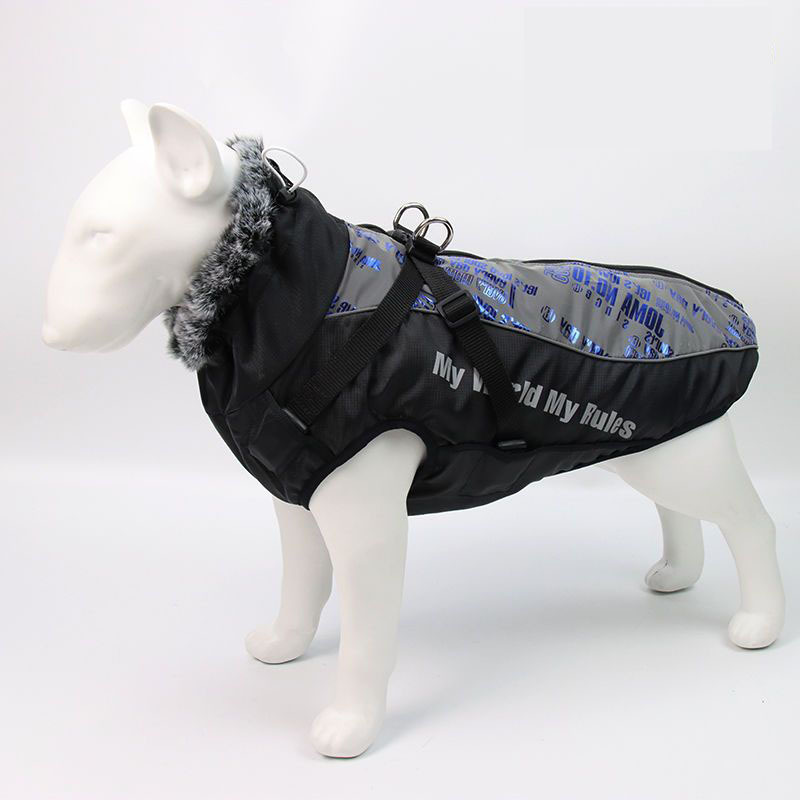 Reflective Waterproof Pet Clothing With Drawcord Buckle Winter Thickened Vest Cotton Coat For Large Dog Dobin Labrador