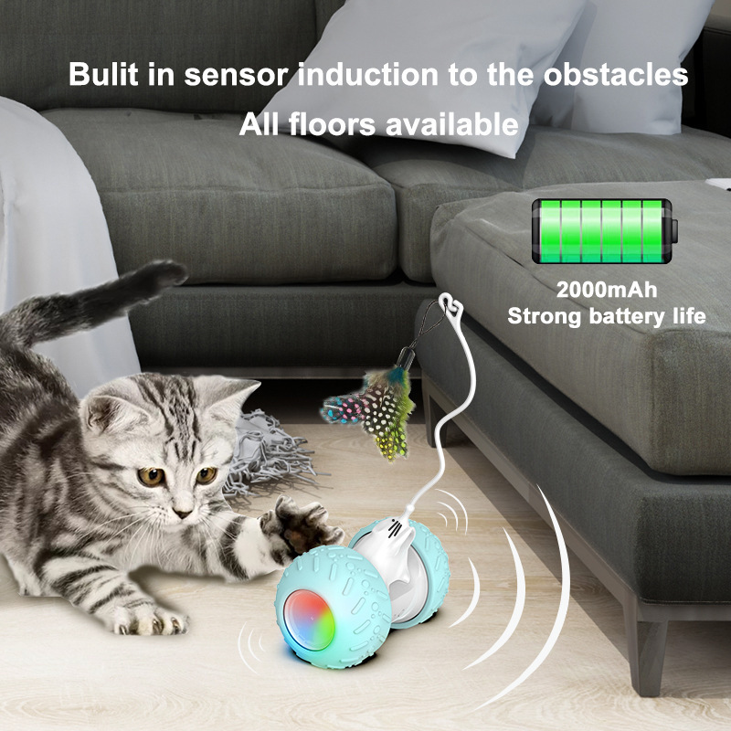 Interactive Cat Toys for Indoor Cats Automatic Kitten Toys Electronic with Mouse and 4 Feathers for Cats to Play Alone Exercise