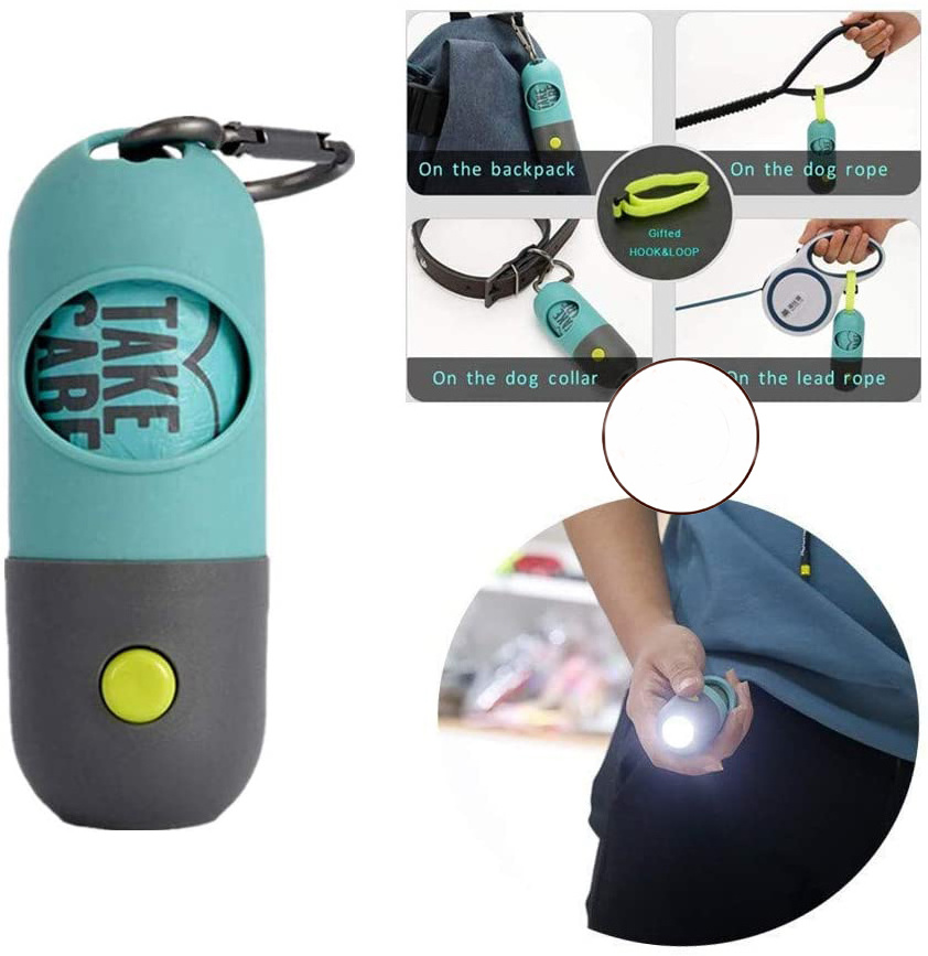 Best Seller Pill Shape LED Flashlight Pet Dog Poop Waste Bag Holder Dispenser