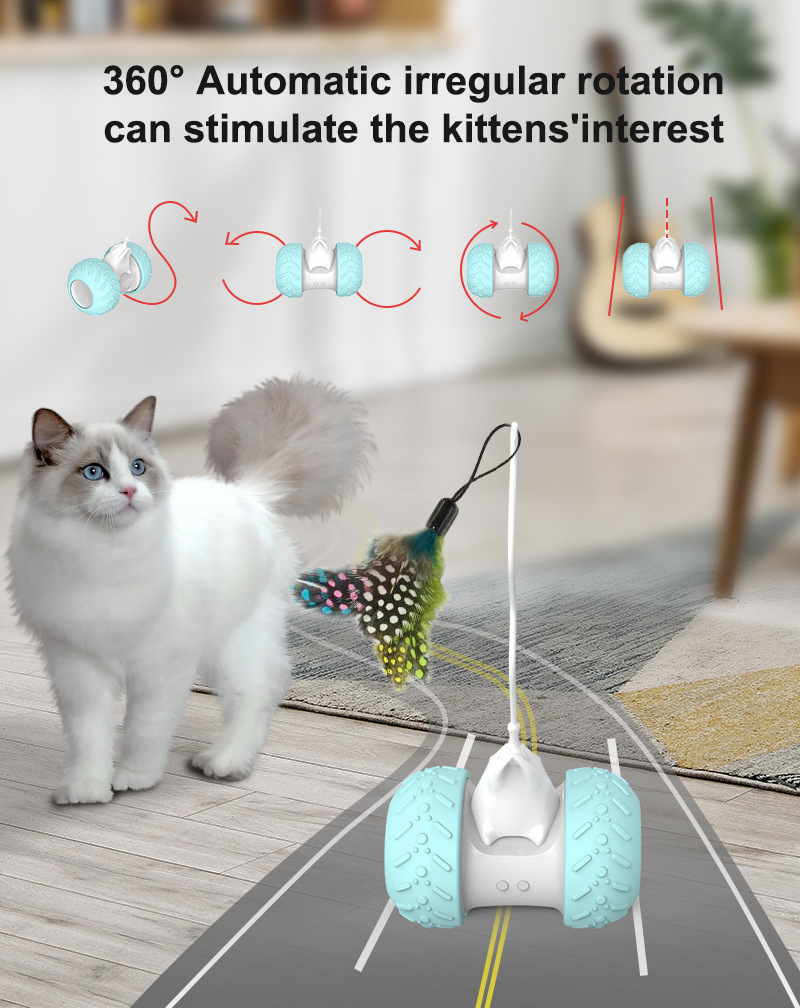 Interactive Cat Toys for Indoor Cats Automatic Kitten Toys Electronic with Mouse and 4 Feathers for Cats to Play Alone Exercise