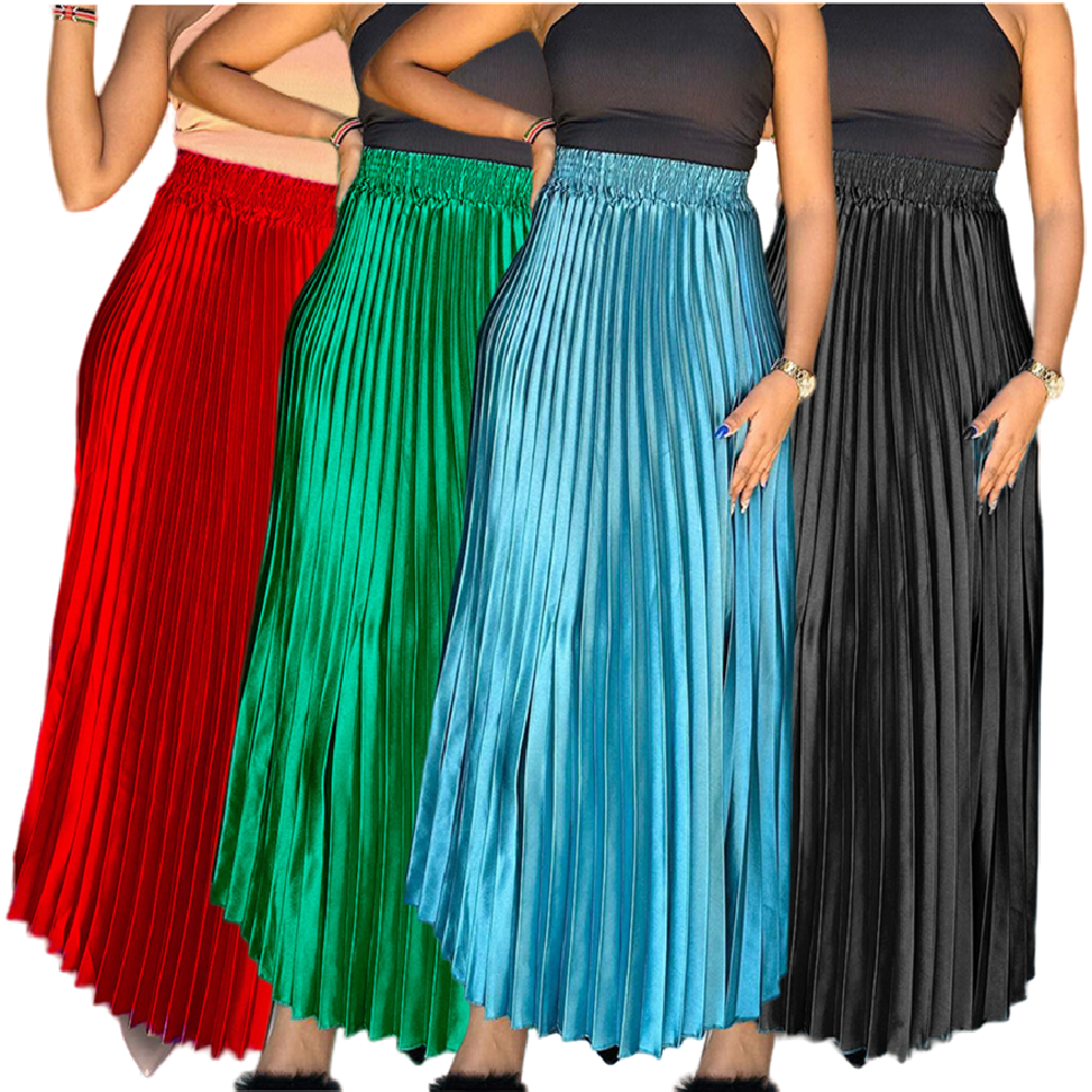 C8532 Latest Design Pleated skirts Women High Waist Elegant Large Swing A line Maxi Skirt Half Long Skirt For Women