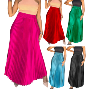 C8532 Latest Design Pleated skirts Women High Waist Elegant Large Swing A line Maxi Skirt Half Long Skirt For Women