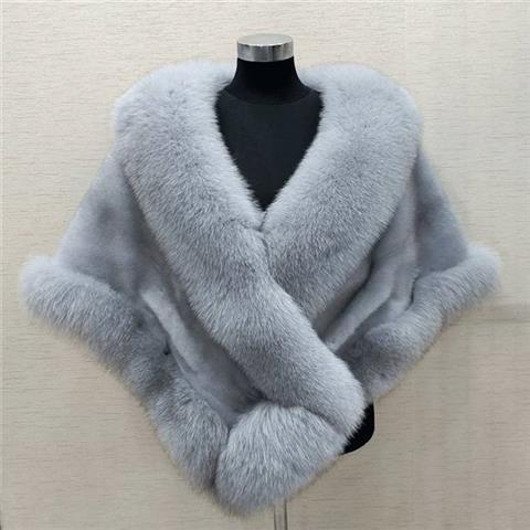 YQY220412 Autumn Winter Faux Mink Fox Fur Collar Dress Luxury Fur Bridal Shawl Cheongsam Cloak Thickened Warm Ladies Capes