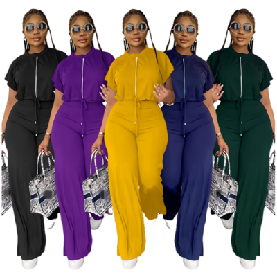 YQY10163 Custom Tracksuit Drawstring Short Top High Waist Split Pants Summer Jogging Suits Two Piece Set Tracksuits For Women