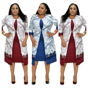 YQYJX062 Africa clothing Plus Size Turkey Style Office Ladies Coat and Dress Suits Turkey gowns printed african party dress