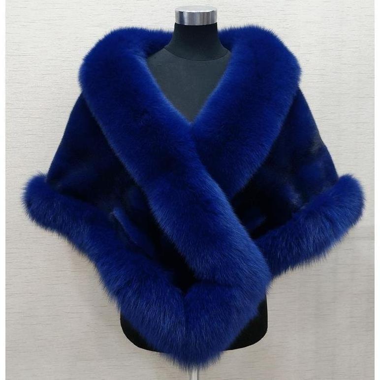 YQY220412 Autumn Winter Faux Mink Fox Fur Collar Dress Luxury Fur Bridal Shawl Cheongsam Cloak Thickened Warm Ladies Capes