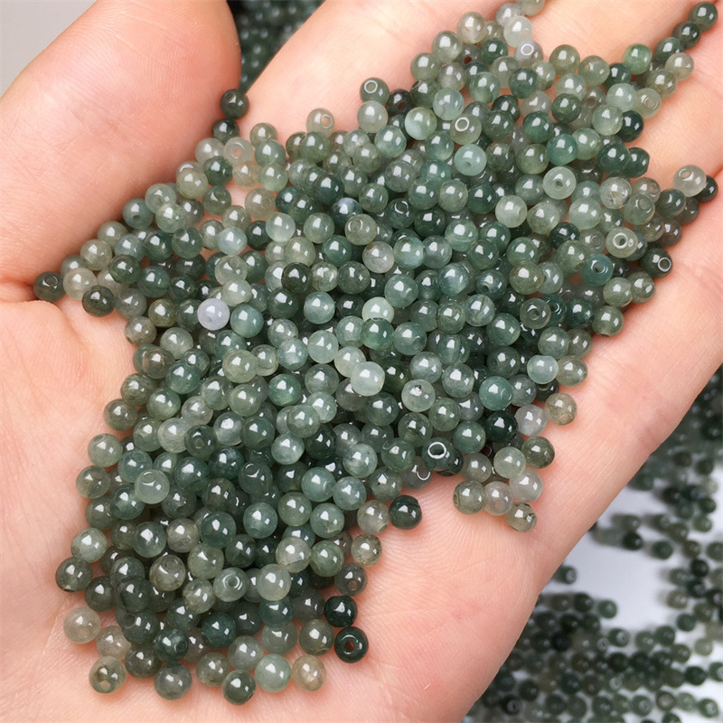 Wholesale mayanmar burma jade round 3-3.5mm green jade beads for diy jewelry