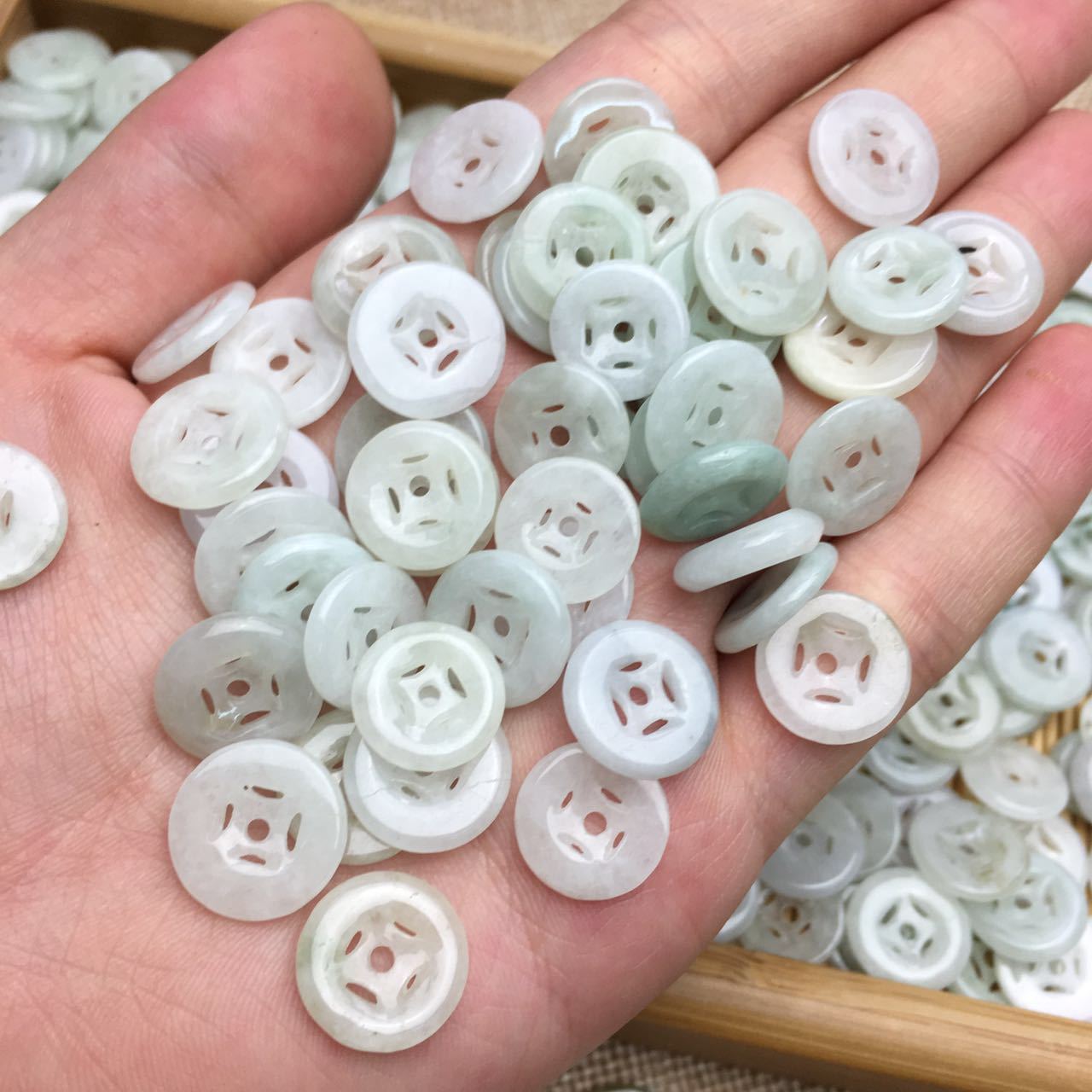 10MM Myanmar Jade Bead Natural Jadeite Jade Gem Happy Lucky Money Coins Shape Beads