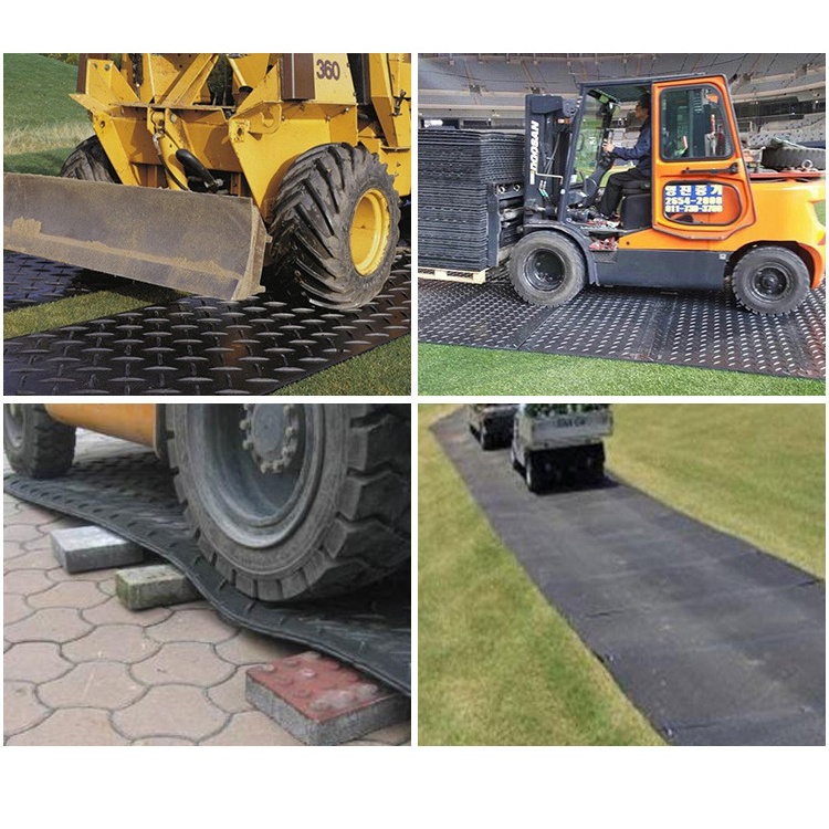 Wholesale UHMWPE 4x8 HDPE track road floor temporary ground protection driveway mat with connector