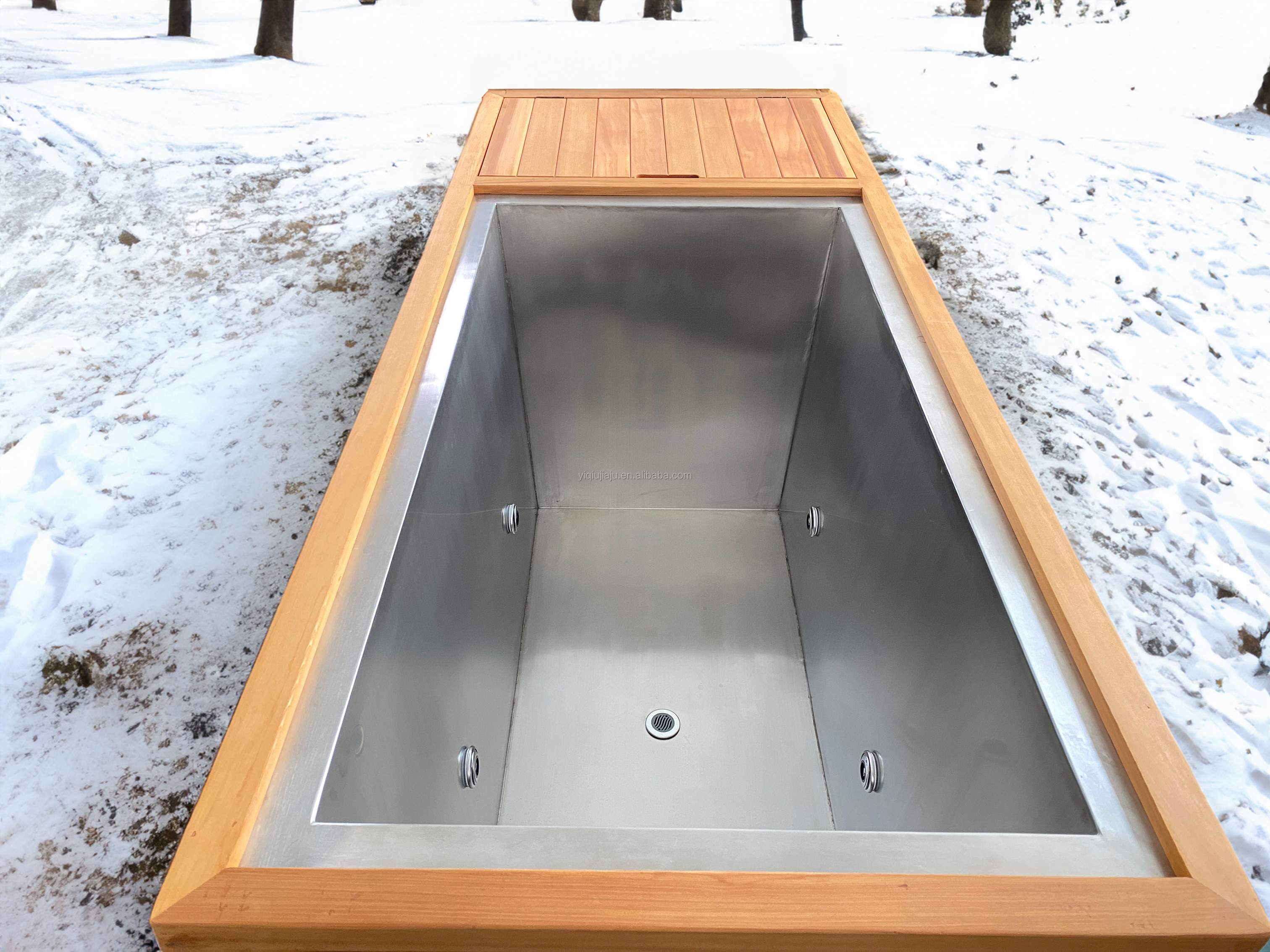 Cedar Lover Verified Suppliers Ice Baths Wooden Small Mobile Ice Bath Tub With Filter Stainless Steel Metal Liner Cold Plunge