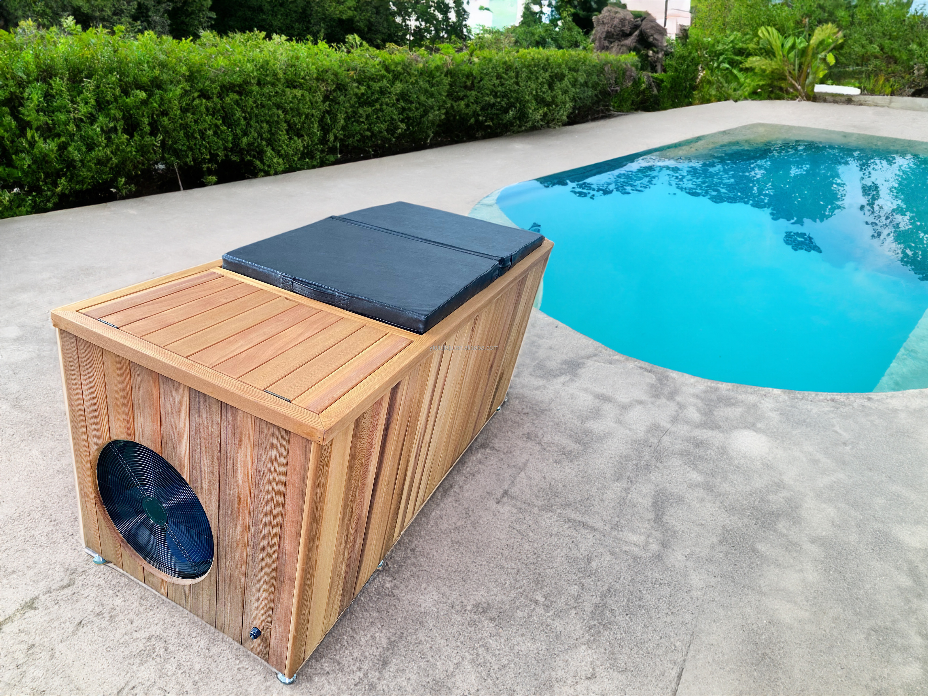 Cedar Lover Verified Suppliers Ice Baths Wooden Small Mobile Ice Bath Tub With Filter Stainless Steel Metal Liner Cold Plunge