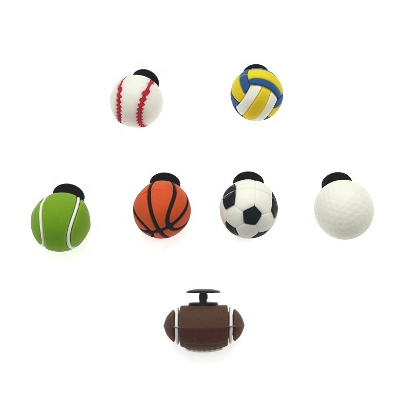 Wholesale PVC clogs 3d shoe charms basketball football shoe accessory sports ball shoe decorations