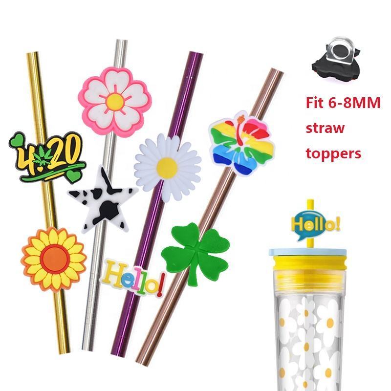 6-8mm Personal Customized Straw Topper cap Rubber Sublimation Straw Topper Charms Custom Straw Toppers For Tumbers Wholesale