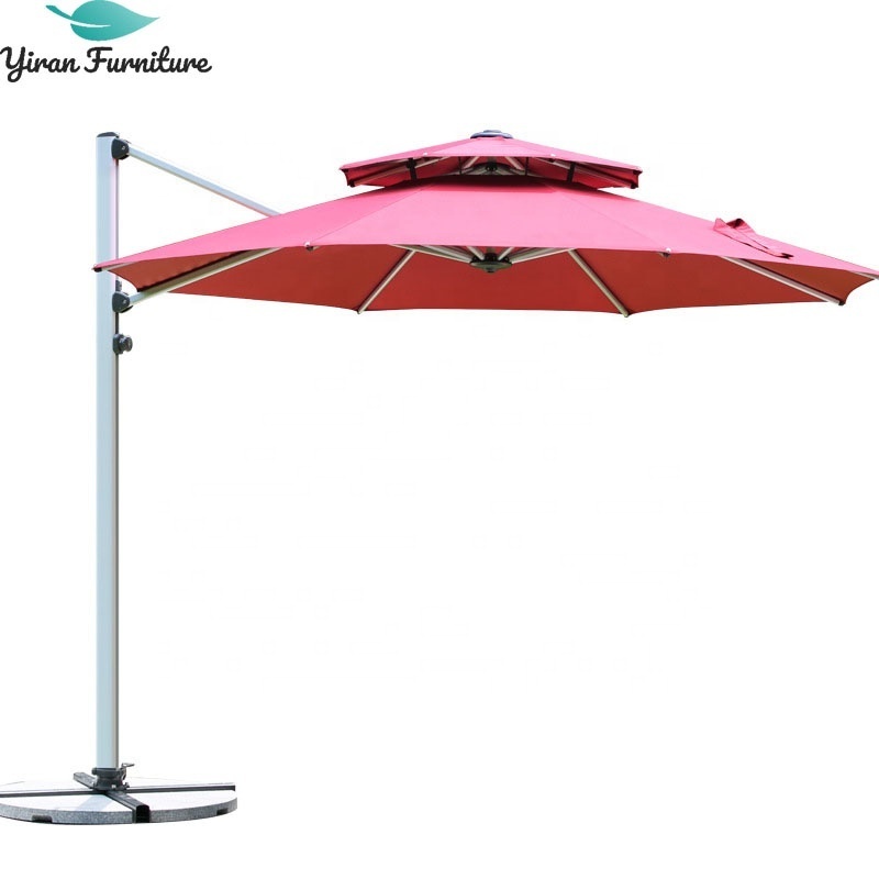 3m LED Light Garden Furniture Metal Patio Sunshade Parasol Umbrella Outdoor Umbrellas