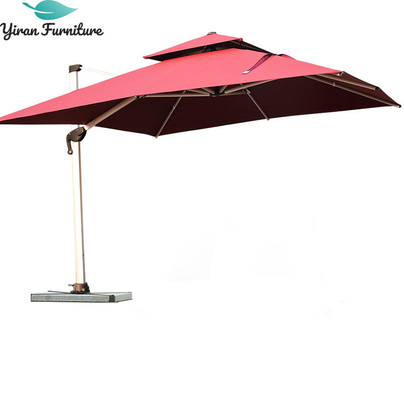 3m LED Light Garden Furniture Metal Patio Sunshade Parasol Umbrella Outdoor Umbrellas