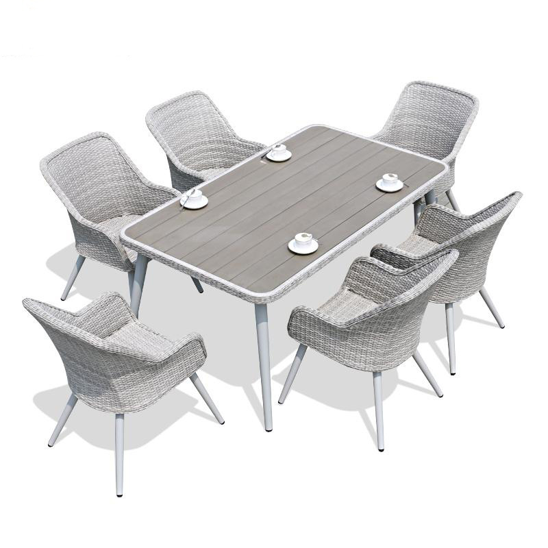 Outdoor garden rattan furniture aluminum restaurant chair and table