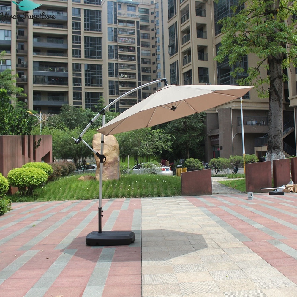 8 Ribs Luxury Foldable outdoor yard patio cantilever parasol garden umbrella in aluminum frame