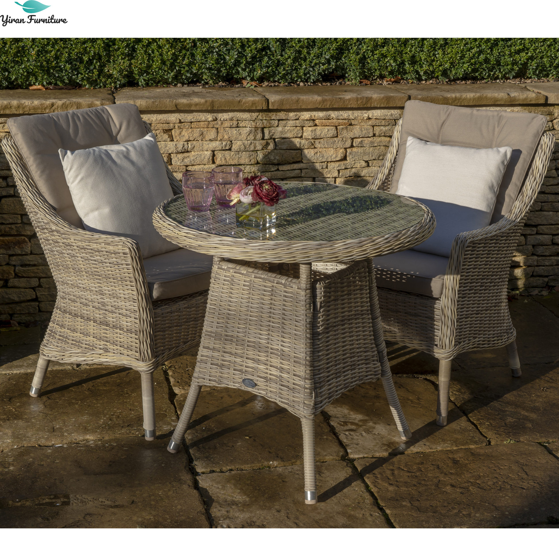 3pcs outdoor  bistro chair and table in high quality with competitive price for garden wicker furniture