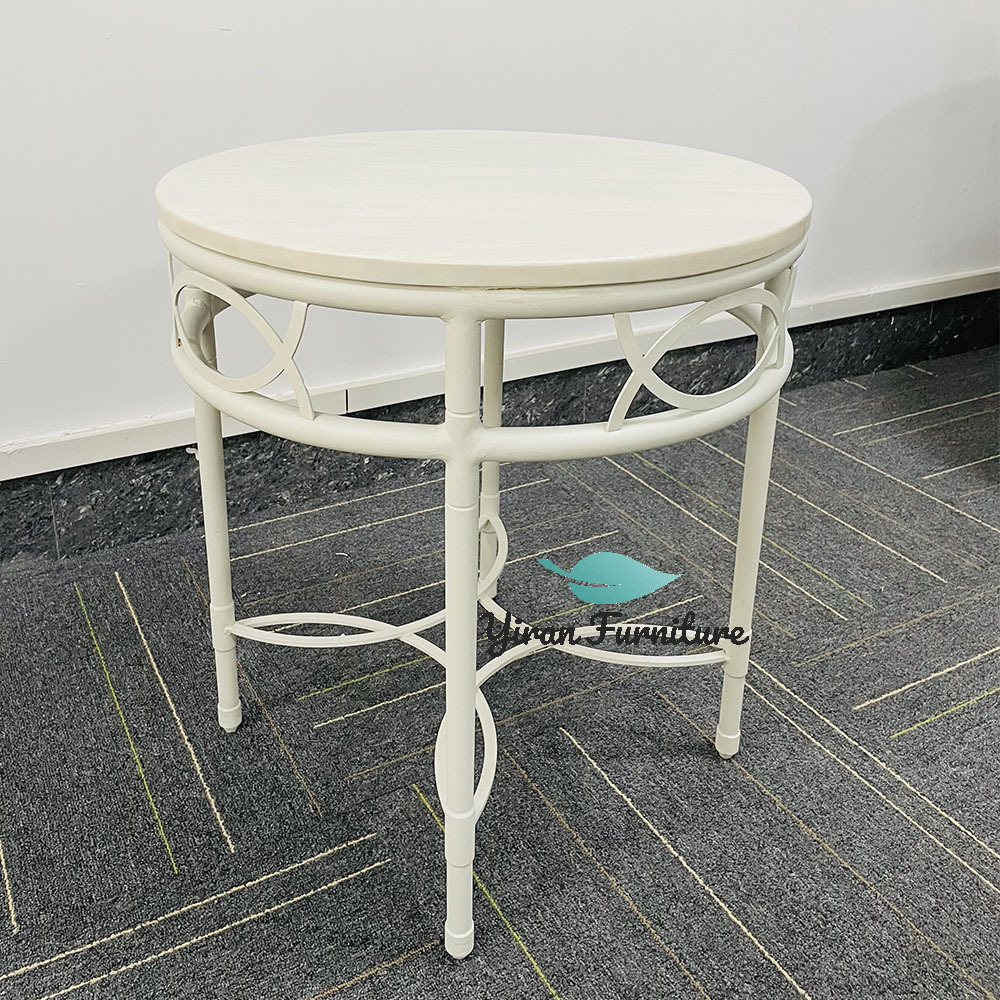 Small Round High quality Luxury Table In Aluminum Frame With Marble On Top For Outdoor Space