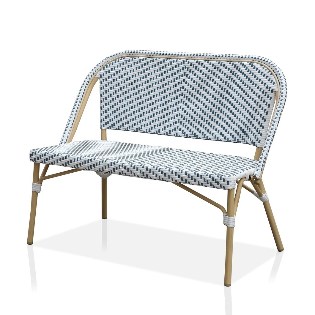 Outdoor Synthetic Rattan Furniture French Bistro Bench Chair for Cafe