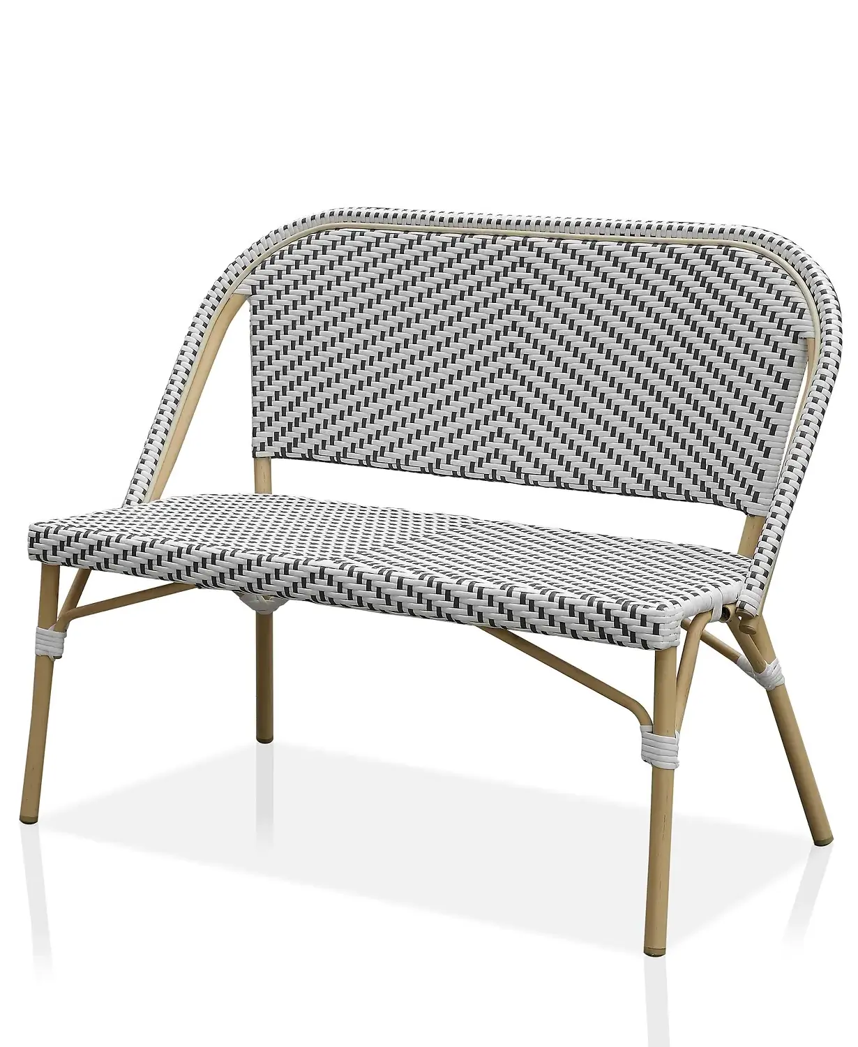 Outdoor Synthetic Rattan Furniture French Bistro Bench Chair for Cafe