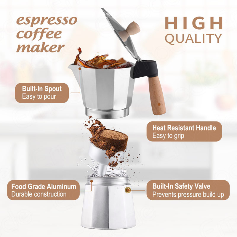 300ml Moka Pot Premium Style  Espresso Aluminum Geyser Coffee Maker Kettle Cafetera Cafe Accessories