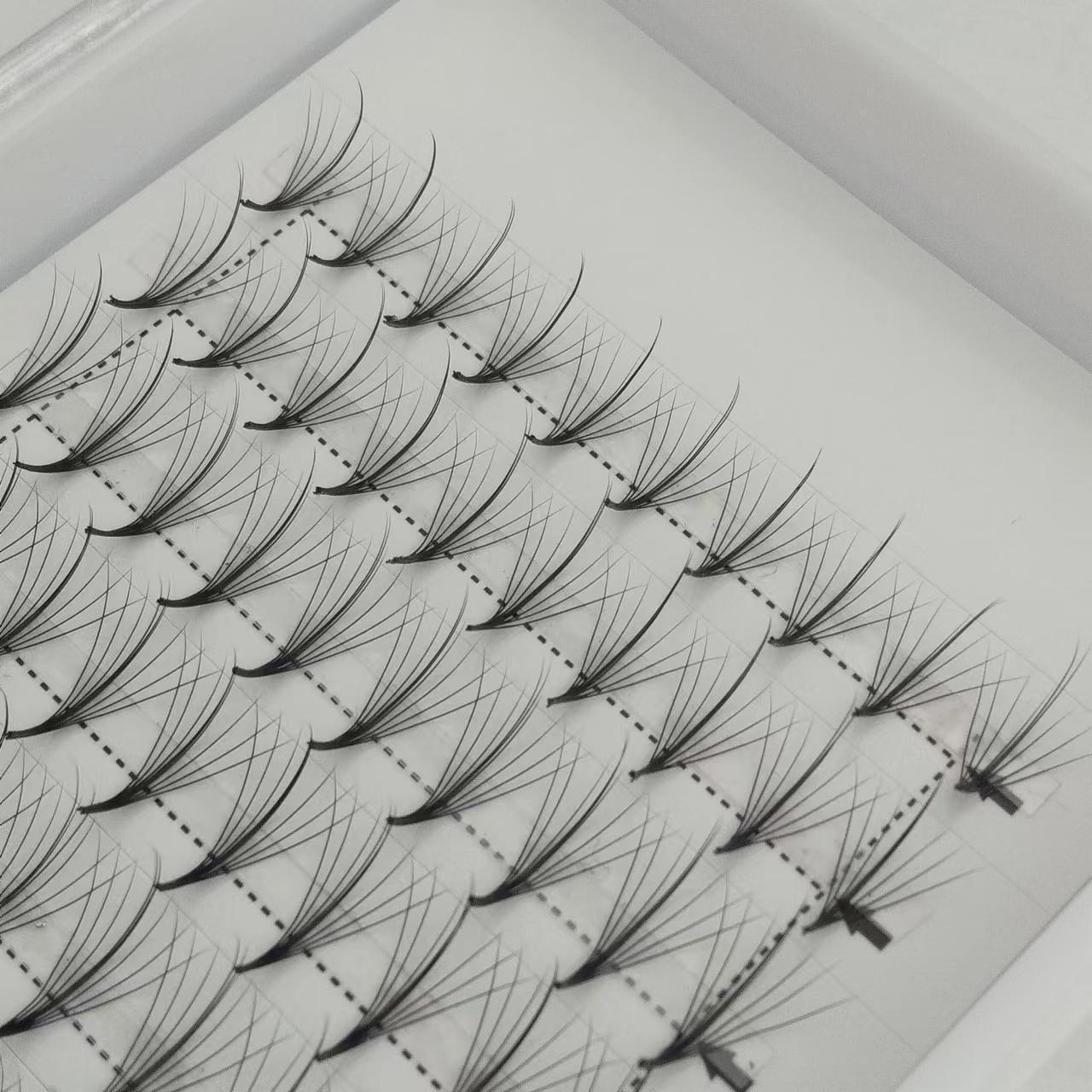 Private Label 7D Spike Pre Made Fans Korean PBT Eyelashes Wispy Premade Fans Lash Extensions