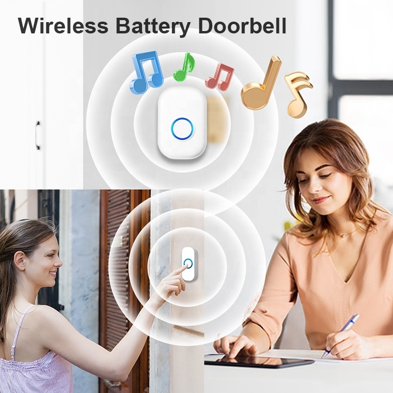 Factory Price Wireless Doorbell Waterproof Battery Powered Long Distance Doorbell EU UK US Plug Door Chime