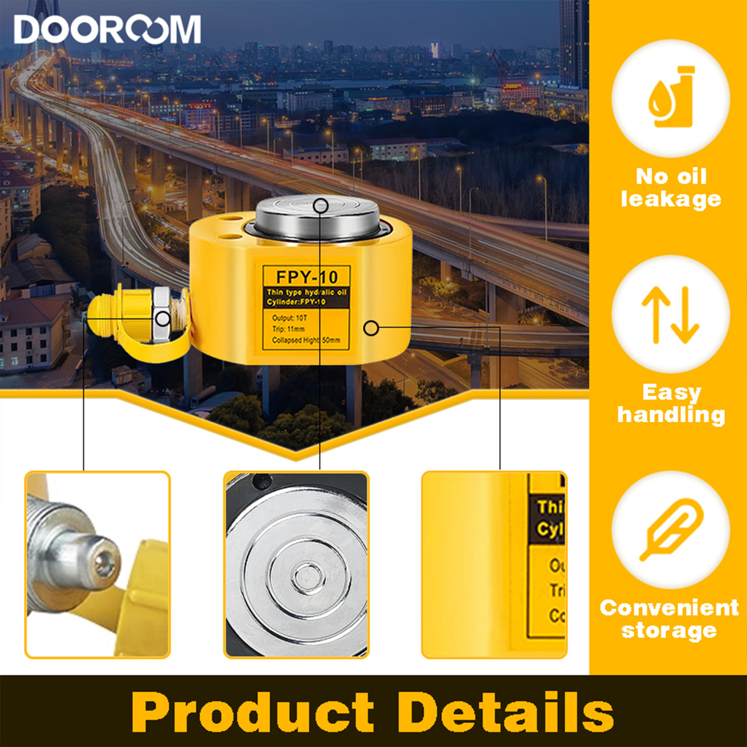 FPY-10 Super Thin Standing Enerpac Manual Hydraulic Cylinder for Large Bridge