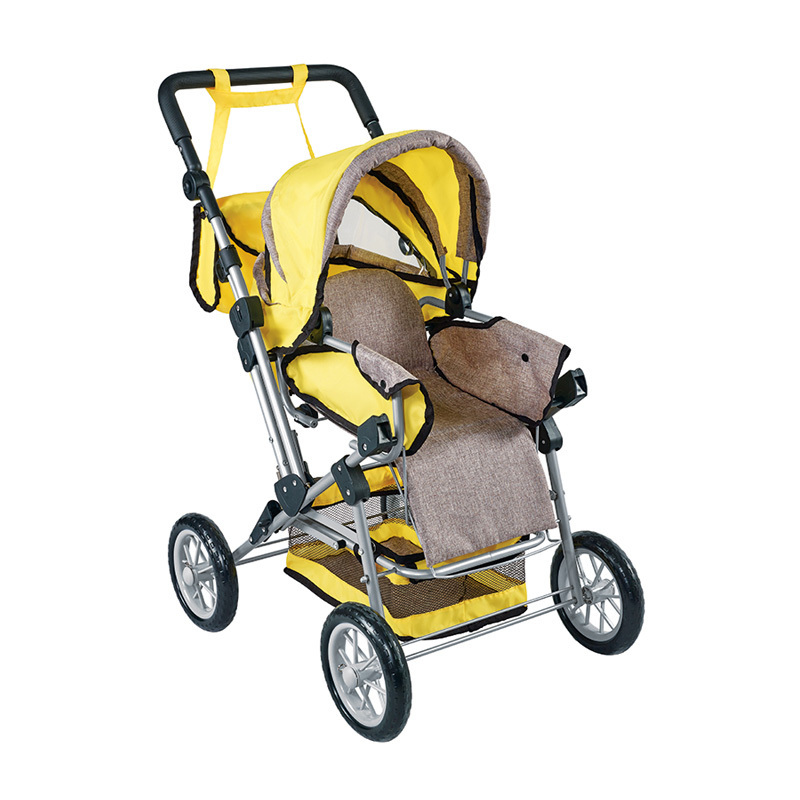 New Fabric Deluxe Doll Pram With Shoulderbag For Kids Playing Baby Doll Stroller With Car Seat