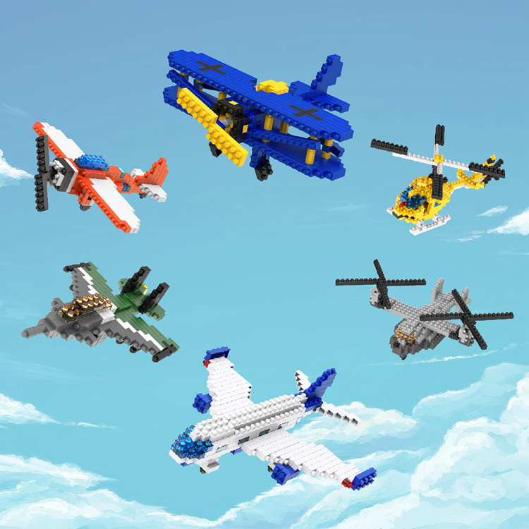 YIRUN plane model toy build blocks educational kids building blocks diy plastic 3d airplane mini blocks games