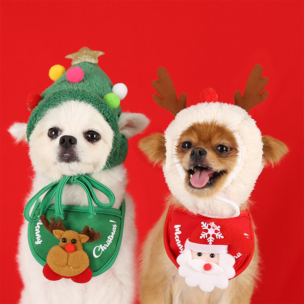 Pet costumes Christmas dress up hat bandana pet hat for small dog and cat scarf bibs kerchief