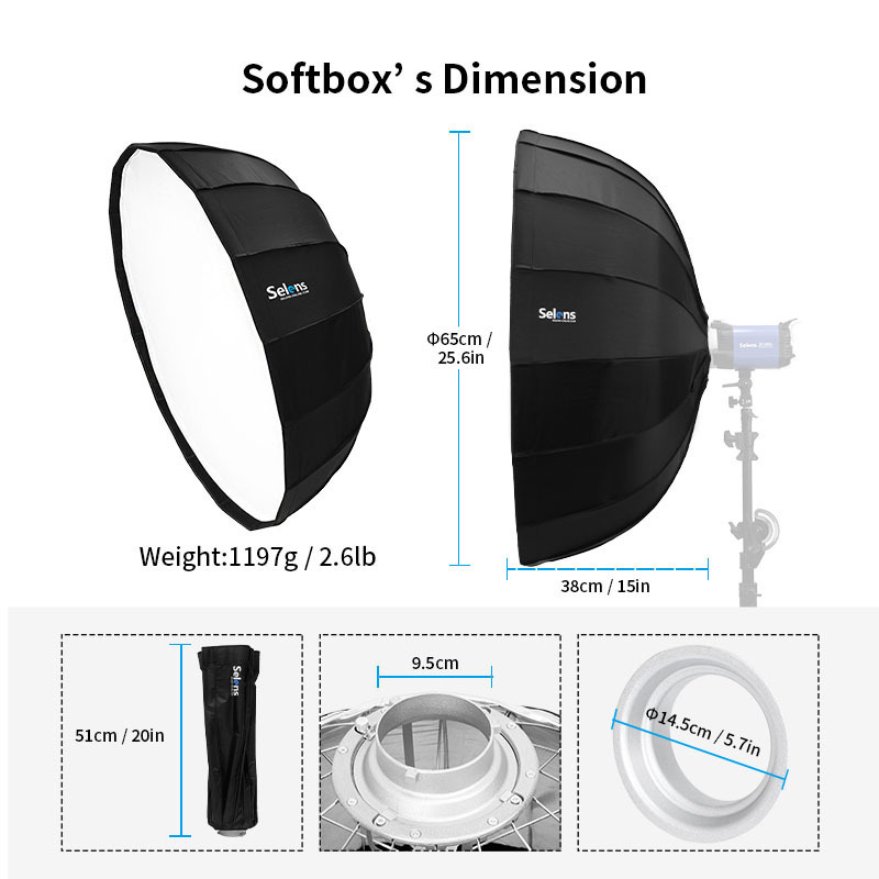 Selens 105cm 16 Rods Quick Folding Portable Beauty Dish Umbrella Softbox for Portrait Product Photography Photo