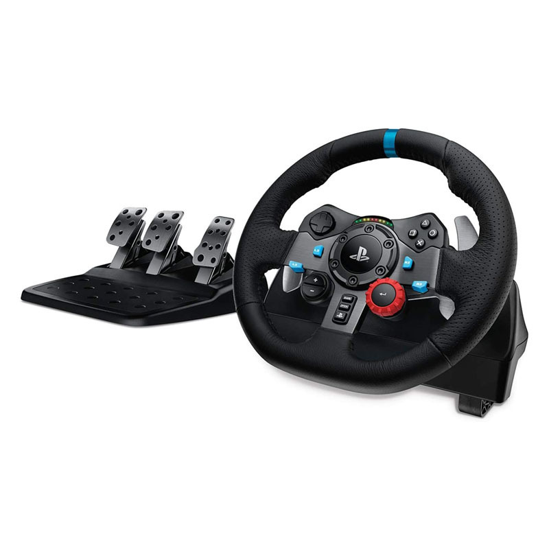 Logitech G29 Driving Force Racing Wheel and Floor Pedals, Real Force Feedback,Leather Steering Wheel Cover for PS5, PS4, PC, Mac