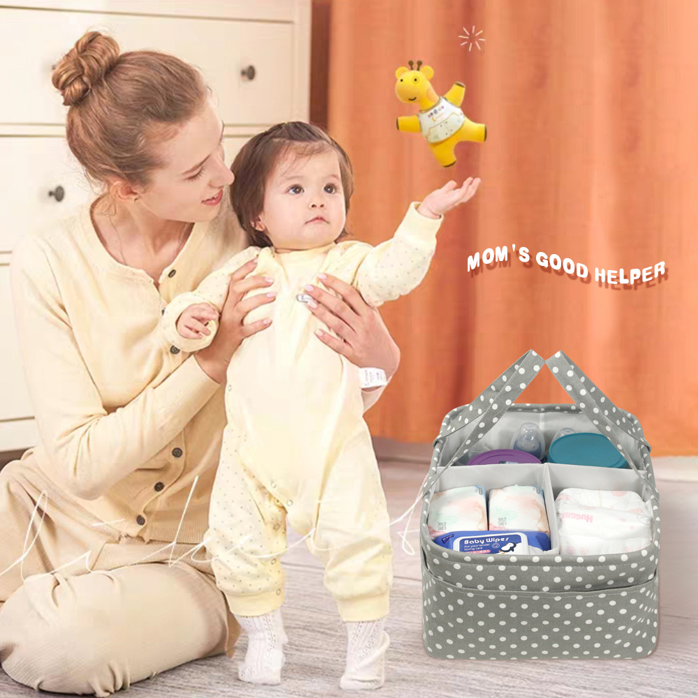 Wholesale New Trend Baby Diaper Caddy Nappy Tote Bag Cotton Diaper Caddy Organizer With Divider