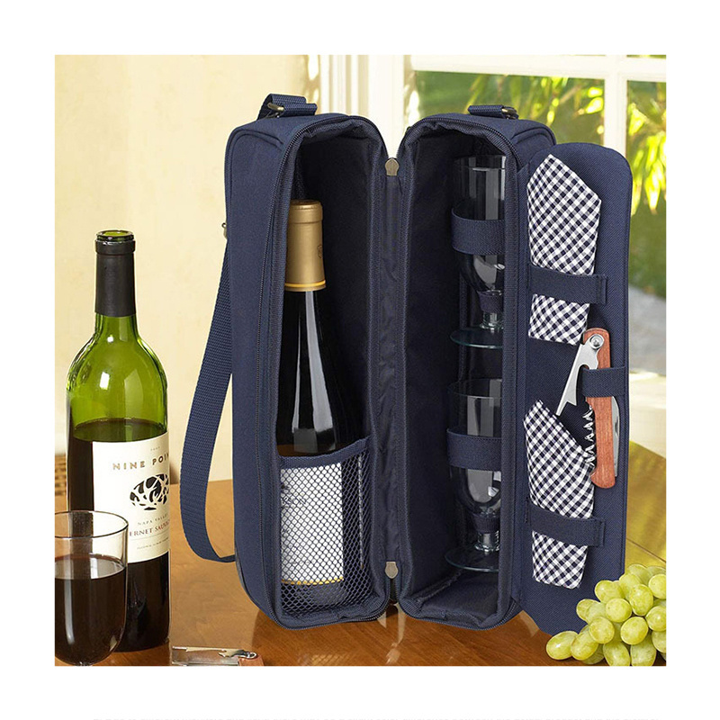 Cooler Tote Bag New Custom 2 Bottle Insulated Portable Wine Carrier Cooler Tote Bag For Picnic