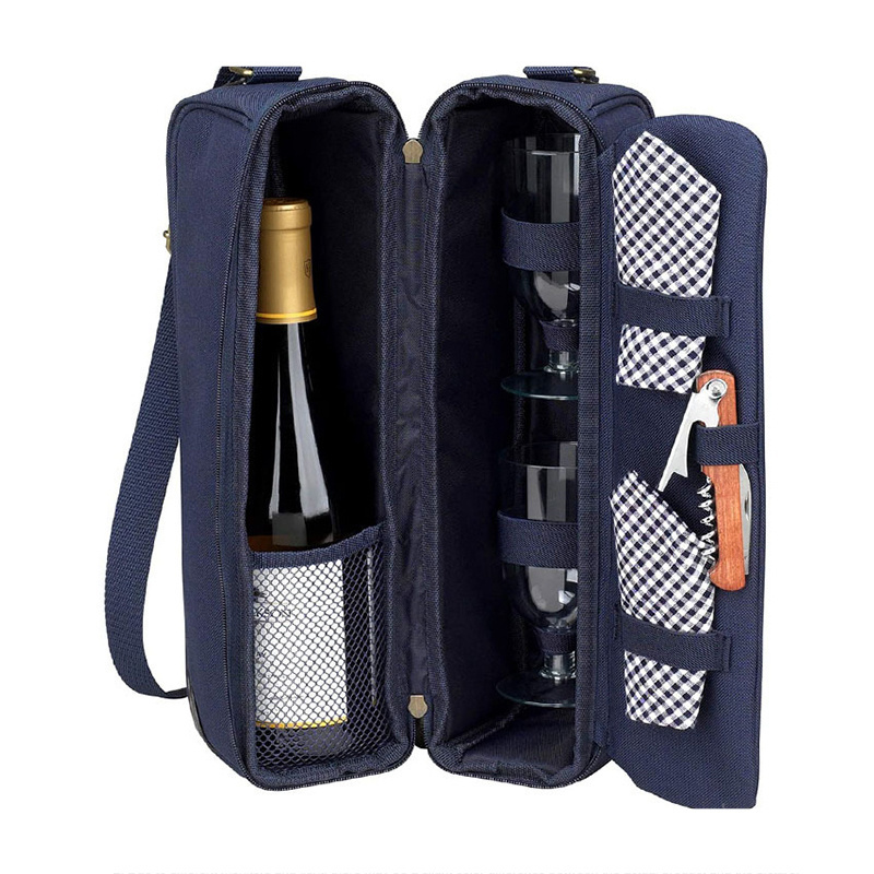 Cooler Tote Bag New Custom 2 Bottle Insulated Portable Wine Carrier Cooler Tote Bag For Picnic